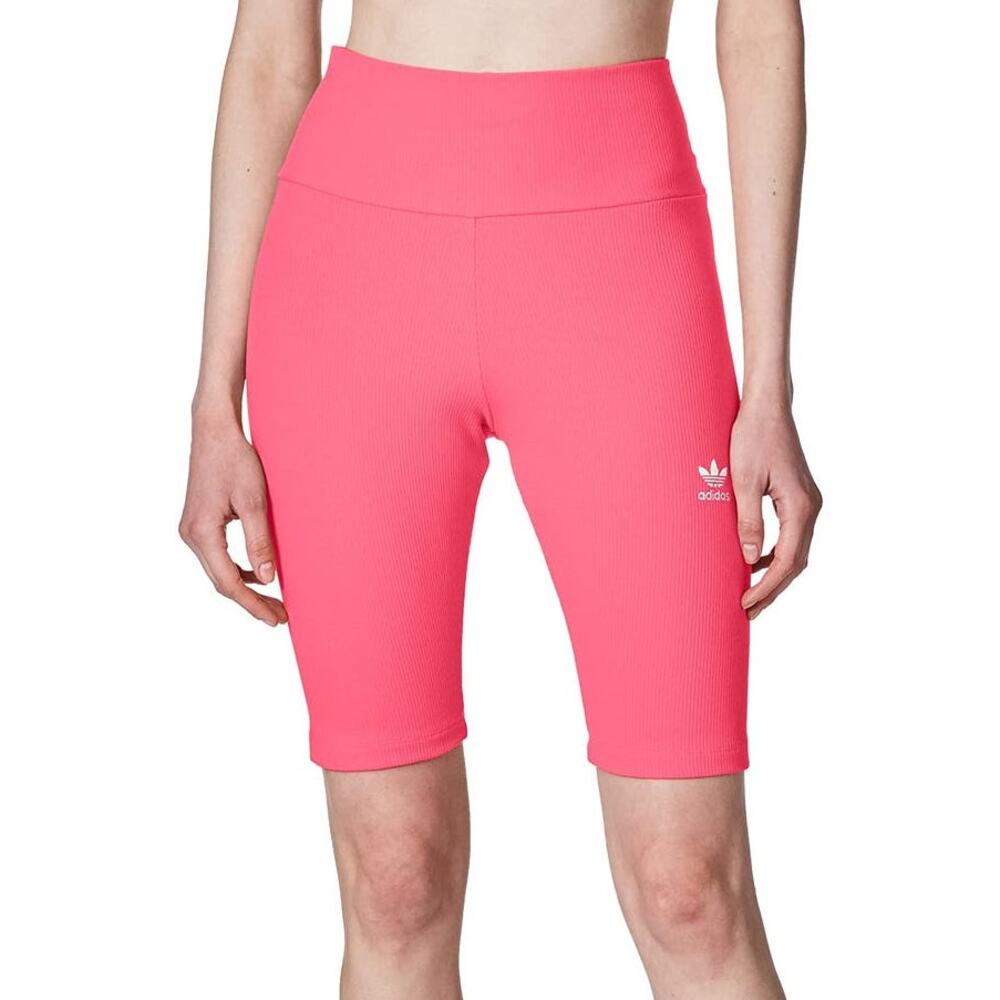 Adidas Original Pink Ribbed High Rise Shorts Womens Medium